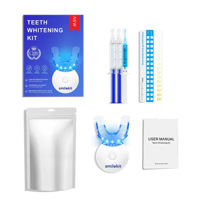 Teeth Whitening Kit - 5X LED Light Tooth Whitener with 35% Carbamide Peroxide, Mouth Trays, 3 Remineralizing Gel and Tray Case