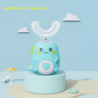 Children U-shaped Electric Toothbrush 360 Degrees Smart Cartoon Kids silicone Toothbrush Automatic Rechargeable Sonic Toothbrush